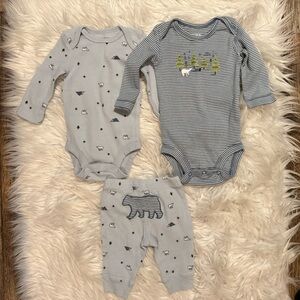 Carter’s Baby Boy 3M Polar Bear 3-Piece Outfit Set Bodysuits &‎ Pants Blue